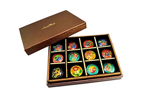 Arvedikas A Set of 12pc Natural Solid Perfume Body Musk Natural Mini Brass Jar 4gm each/Gift Pack Box