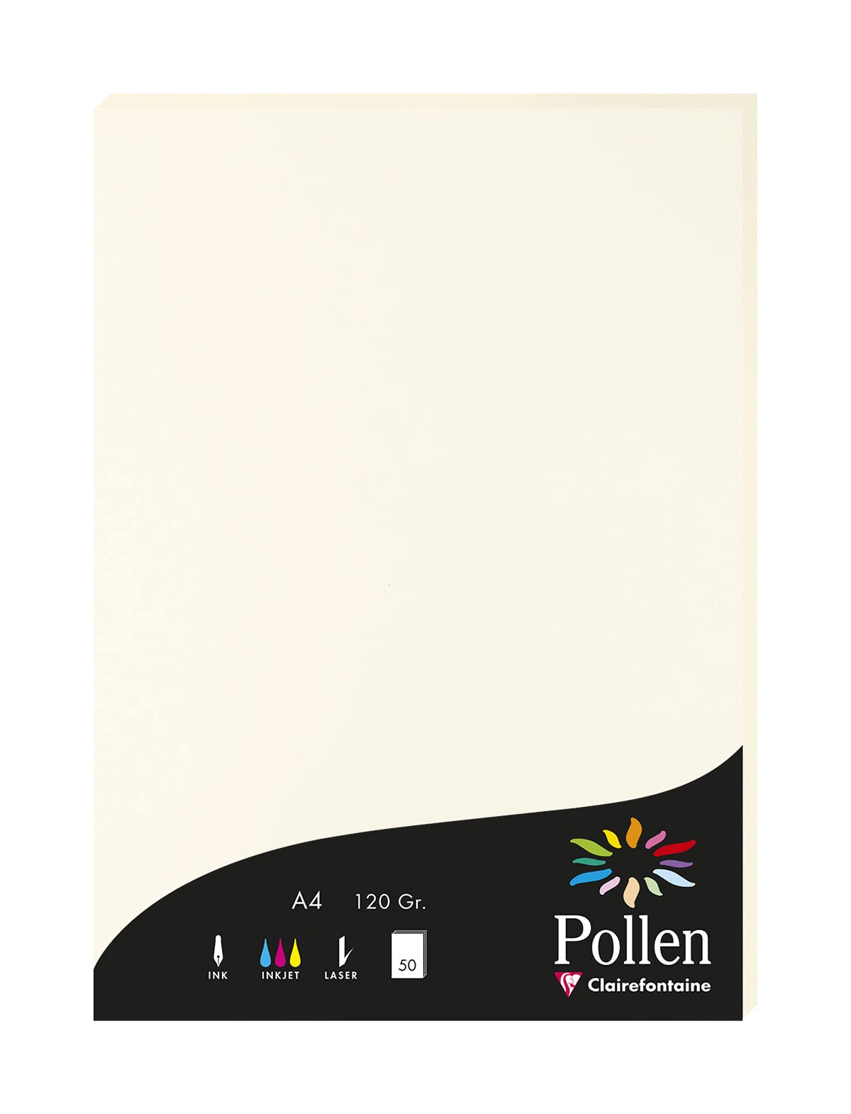 Clairefontaine 56000C Wallet of 50 Sheets A4 size (21x29,7cm) 120gsm -Natural White Invitation paper Events and correspondence - Pollen range - Premium paper