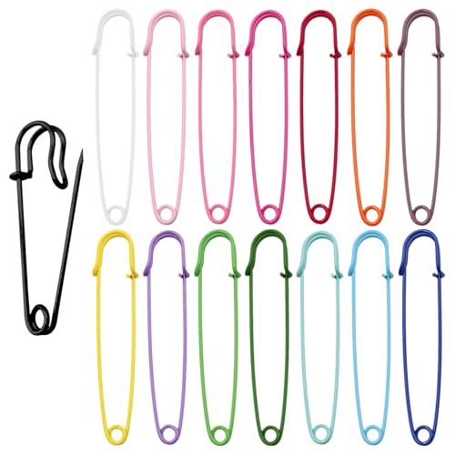 Zasjon Large Safety Pin, 20 Pieces 75 mm Metal Safety Pin, Multicoloured Large Safety Pin for Sewing, DIY, Brooch, Kilts, Crafts, Random Colour