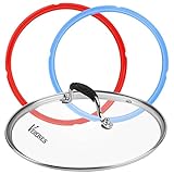 9 inch Tempered Glass Lid for Instant Pot 6 Quart, Silicone Sealing Rings for Instant Pot 5 qt or 6 qt (2 Pack).