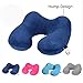 Hawkko Inflatable Travel Pillow, Head/Chin/Neck Support, Velvet Super Soft Neck Pillow, Lightweight/Compact/Portable, Navy