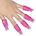 Nail Polish Remover Clips Nail Art Soak Off Caps Clips UV Gel Polish Remover Wrap Cleaner Clip Cap Tool, Purple, Pink, White, Black, Rose Red (50 Pieces)