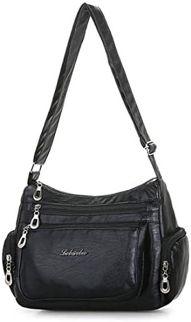 Women Cross Body bags, Veriya Soft Leather Water Resistant Crossbody Messenger Shoulder Bag Multi Zip Pockets Handbag for Ladies