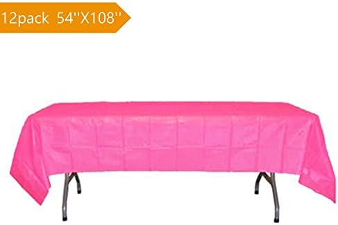 12 Pack Premium Disposable Tablecloth 54"x108" Rectangle Plastic Party Table Cloth Covers For Party(rose)