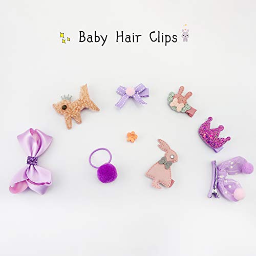 42 Pieces Pack Baby Girl\'s Bows Fully Lined Hair Clips Baby Hair Ties Ponytail Holders for Little Girls and Teens Toddlers, Assorted Styles Clips for Girls