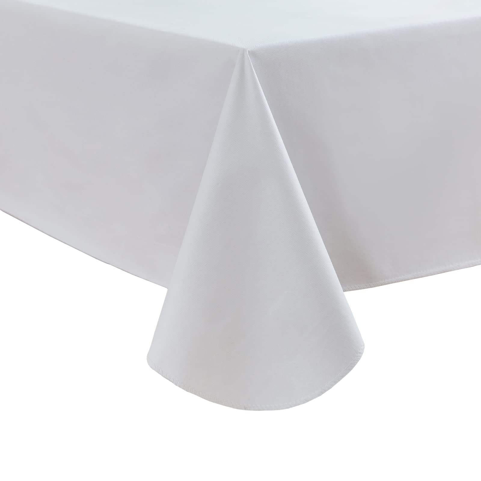 Photo 1 of Pioggia Vinyl Tablecloth with Flannel Backing Rectangle Waterproof Oil-Proof Plastic Table Cloth Wipeable PVC Table Cover for Indoor and Outdoor (White, 60 x 120 Inch)