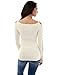 PattyBoutik Women Boatneck Lace Up Long Sleeve Ribbed Sweater (Ivory Small)