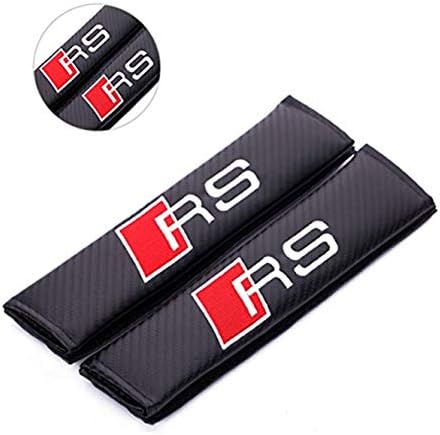 fanlinxin 2pcs Carbon Fiber +Embroidery Car Seat Belt Cover Pad Shoulder Cushion For AUDI RS