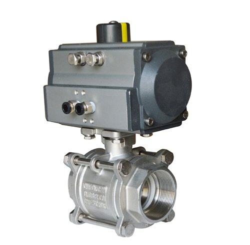 NPT 2inch 3- Piece Pneumatic Actuated Ball Valve Double Acting Pneumatic Actuator