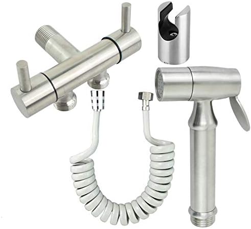 304 Stainless Steel Handheld Bidet Sprayer Kit With Double Angle Control Valve And 3m Hose Holder Bathroom Attachment For Personal Hygiene Cleaning Fauay