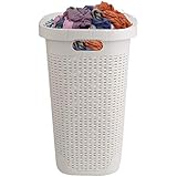 Mind Reader 50HAMP-IVO 50 Liter Hamper, Laundry Basket with Cutout Handles, Washing Bin, Dirty Clothes Storage, Bathroom, Bedroom, Closet, Ivory