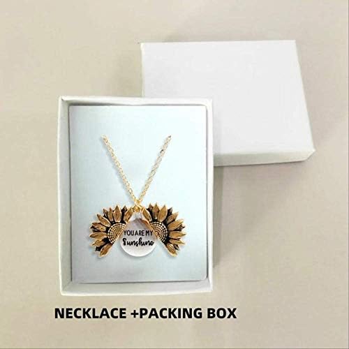New Women Gold Necklace Custom You Are My Sunshine Open Locket Sunflower Pendant Necklace Free Necklace With Box Qianyanxiaozhu