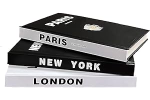 fghuim 3 Pcs Decorative Books for Modern Home Decor,Hardcover Blank Book Decoration for Living Room,Fashion Display Books for Coffee Table,City Printed Books for Shelf
