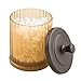 mDesign Fluted Bathroom Vanity Storage Organizer Canister Apothecary Jar for Cotton Swabs, Rounds, Balls, Makeup Sponges, Bath Salts - 3 Pack - Amber/Bronze