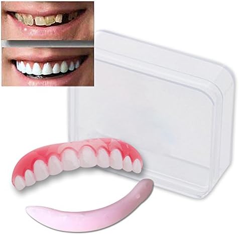 EHOLIFE Cosmetic Teeth for Women Men 1 Pack.(Small, Bleached) Uppers Only Arrives Flat (M) As Seen On TV