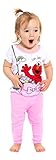 Sesame Street Girls' Toddler 4-Piece Cotton Pajama Set, Elmo Glam, 2T