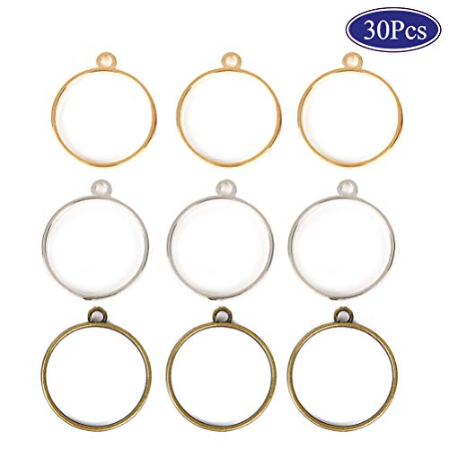 OBSEDE Round Open Bezel Pendants Charms Resin Molds for Jewelry Findings Pressed Flower Frame Hollow Trays 25mm 30pcs