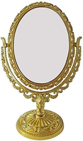 Table Fancy Mirror by M A GIFTS Mirror. H:8 * B:5 INCHES. Oval SHAPPED Mirror (Golden Oval Fancy Mirror S)