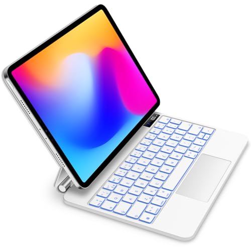 Capa com Teclado Bettdow para iPad Pro 11" e Air 10,9"/11", Trackpad e Tela LCD, Compatível com 4ª/3ª/2ª/1ª Geração, Branco