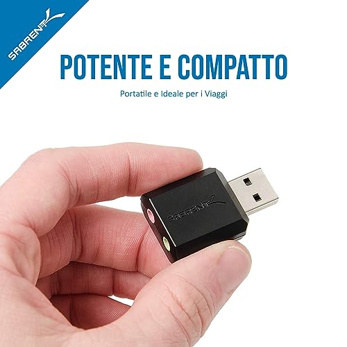 SABRENT External USB Sound Card, USB Plug to 3.5mm Jack Audio Adapter for Headphones Microphone Stereo Speakers, Compatible with Mac OS, Windows, Plug & Play, No Driver Needed [Black] (AU-MMSA)