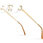 HEPIDEM Vintage Style Rectangular Rimless Metal Eyeglasses for Men,New Frameless Zircon Diamonds Optical Glasses Frame