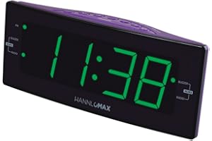 HANNLOMAX HX-112CR Alarm Clock Radio, PLL AM/FM Radio, Green LED 1.8 inches Jumbo Display, Dual Alarm, Dimmer, AC Operation o