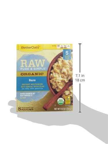 BETTER OATS, RAW PURE AND SIMPLE ORGANIC, BARE, INSTANT MULTIGRAIN HOT CEREAL WITH FLAX, 11.8 OZ