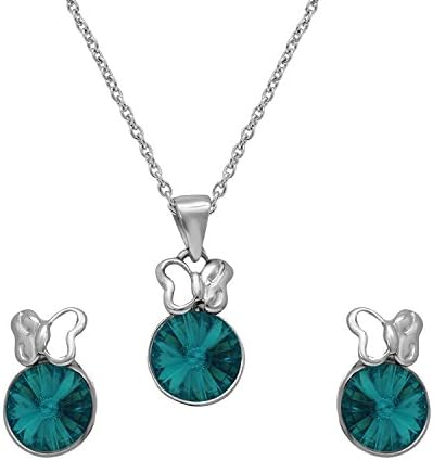 Rhodium Plated Solitaire Butterfly Pendant Set with Crystal for Women PANL2103691RPR