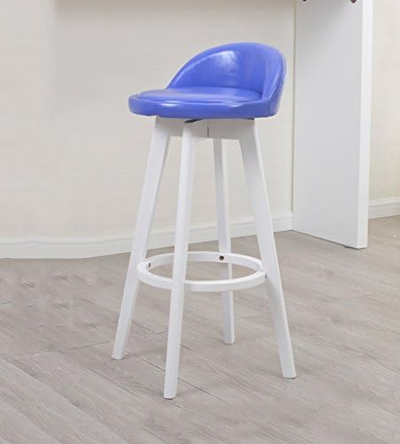 Anti-humpback stool Bar chairs, Solid wood Barstool Beech white Rotate bar chair Bar stool Bar chair High chair Front desk stool Width 45cm × height 63cm correct sitting posture ( Color : Blue )