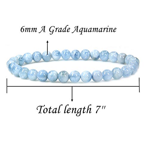 1 Natural+Aquamarine+Gemstone+Stretch+Bracelet