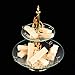 Fruit Bowl and Cake Stand,OKOMATCH 2 Tier Serving Platter With Round Glass Plate Golden Stainless Steel Holder for Birthday Party Wedding Home (Golden)