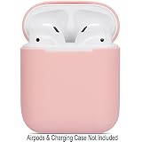 Watruer Compatible Airpods Case, Protective Ultra-Thin Soft Silicone Shockproof Non-Slip Protection Accessories Cover Case for Apple Airpods 2 & 1 Charging Case - Pink