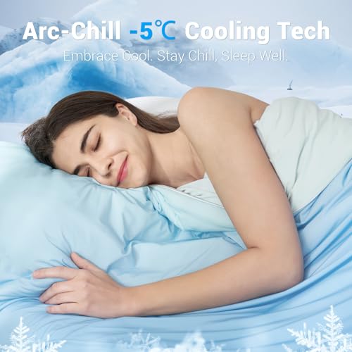 Elegear Cooling Comforter King Absorbs Body Heat to Keep Cool, Double-Sided Cooling Blanket for Hot Sleepers Arc-Chill Cool Fabric Q-Max>0.5, Lightweight Summer Comforter Cold Blanket,light blue