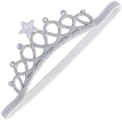SOLOKA Lovely Toddler Baby Girls Princess Tiaras Crowns Headwear Infant Hair Accessories Elastic Headband (Silver)
