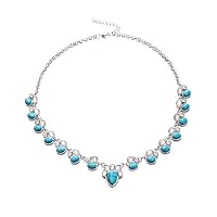 Brave669 Clearance Deals!!Women Fashion Faux Opal Turquoise Pendant Chain Choker Necklace Party Jewelry Silver