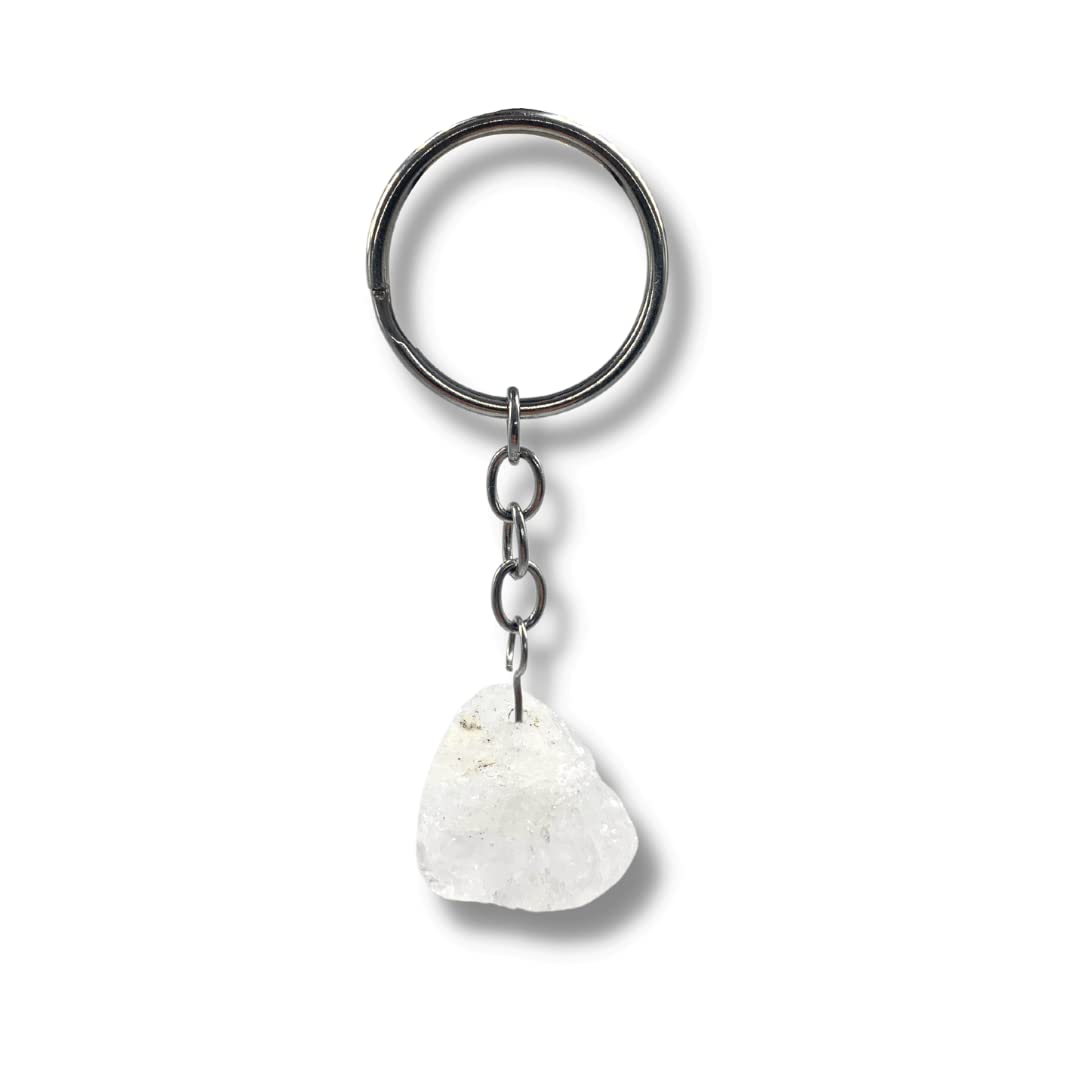 Raw gemstone key ring, natural raw stone pendant with gemstone of your choice, each stone is unique, healing effect, intense colours, natural, perfect gift. Quartz crystal