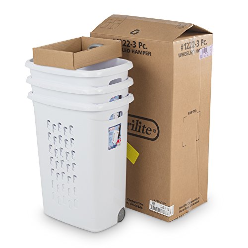STERILITE 12228003 Ultra Wheeled Hamper, White Lid & Base