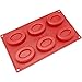 Silicone Molds [Oval Ring, 6 Cup] Cupcake Baking Pan - Free Paper Muffin Cups - Non Stick, BPA Free, 100% Silicon & Dishwasher Safe Silicon Bakeware Tin - Kitchen Rubber Tray & Soap Molds