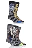 SockShop Mens 5 Pair Disney Star Wars Heros Yoda, Chewbacca, C3P0, R2-D2 and Han Solo Socks 13-15 Assorted
