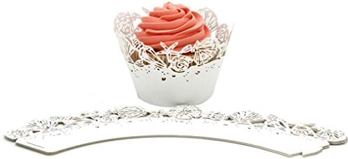 25pc Christmas Cupcake Wrappers,Minertech Artistic Bake Cake Lace Paper Cups for Wedding Party Birthday Decoration (White)
