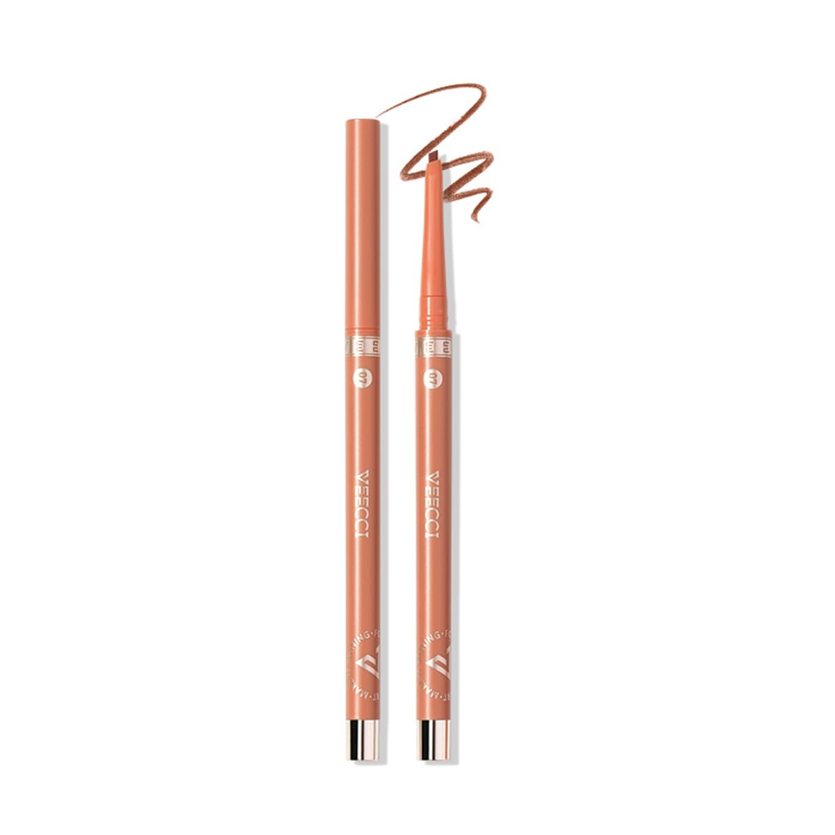 VEECCI Waterproof Eyeliner Pencil - Long-Lasting, Smudge-Proof Gel Formula with Tattoo Effect, Vegan & Cruelty-Free, Precise Application for Eye Makeup(Reddish Brown)