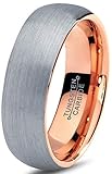 Charming Jewelers Tungsten Wedding Band Ring 7mm Men Women Comfort Fit 18k Rose Yellow Gold Plated Blue Black Grey Dome Brushed