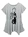 Allegra K Women Portrait Pattern Asymmetric Hem Loose Tunic Top M Heather Grey