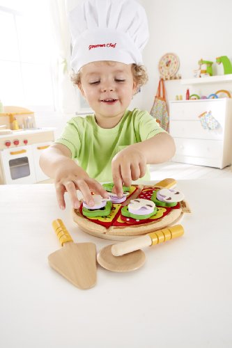 Hape Homemade Wooden Pizza Play Kitchen Food Set and Accessories