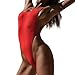 NE Norboe Strappy One Piece Backless Sexy Thong Bikini Swimsuits High Waist G String Bathing Suit for Women(Red, S)