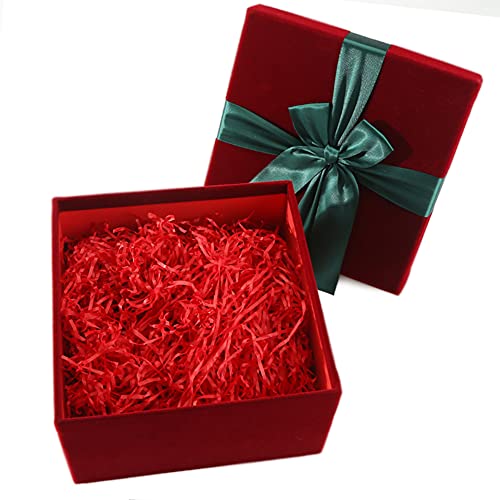 JOHOUSE Gift Box, 8.5 Inch Square Gift Box Luxurious Gift Box Velvet Square Gift Box Red with Lid for Festival Gift Box