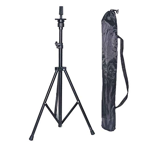 Klvied Tripod Wig Stand for Hair Extension, Adjustable Mannequin Head Stand, Canvas Block Wig Head Stand for Hairdryer, Hair Salon, Hairdressing, Cosmetology Training with T-Pins, Carry Bag - Thumbnail 7