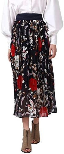 StyleStoneWomen's Floral Pleated Skirt (3536PleatBlkRed)