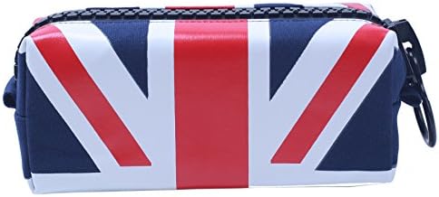 FLY SPRAY Pencil Pouch UK Flag Big Zipper PU Leather Canvas Durable Large Capacity Pencil Case Pen Storage Cosmetic Organizer School Students Stationary Bag for Teen Girls Boys