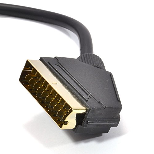 kenable Scart Cable 21 pins Connected Black Lead Gold Connectors 1.5m (~5 feet)